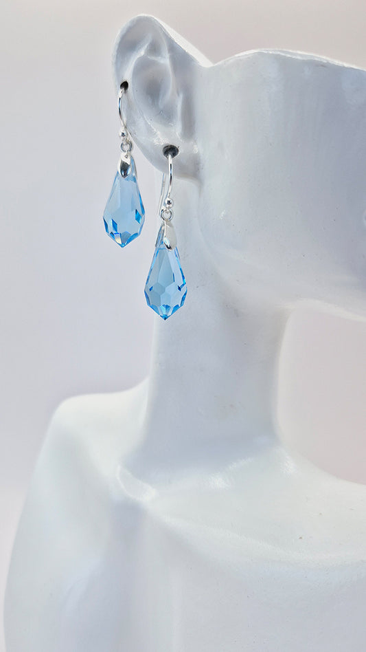 Aquamarine Preciosa Drop Pendant Crystal Earrings