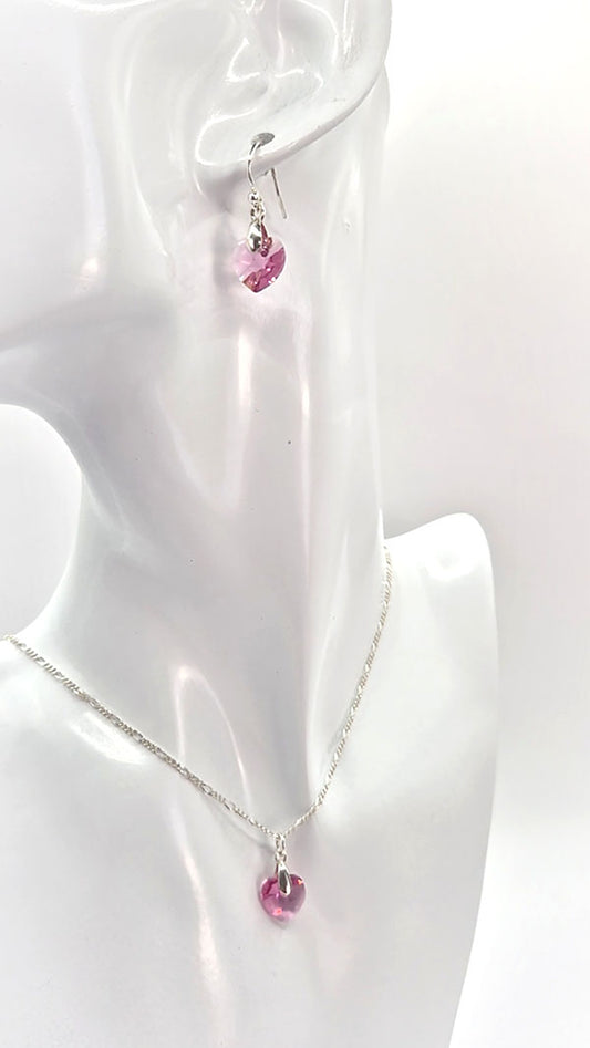 Rose Crystal Earring & Necklace Set