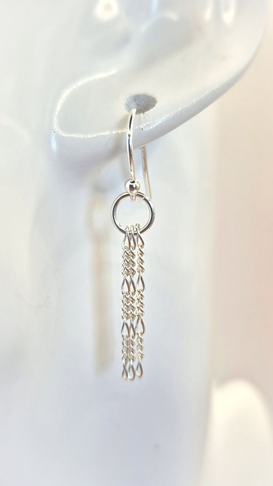 Dainty Sterling Silver Figaro Chain Earrings